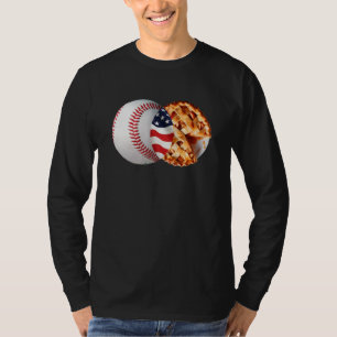 Honkbal Appeltaart Amerikaanse Vlag 4 juli VS Mann T-shirt