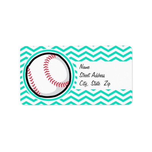 Honkbal; Aqua Green Chevron Etiket (Voorkant)