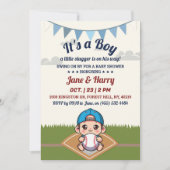 honkbal baby jongen douche uitnodiging kleine sloe (Voorkant)