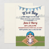 honkbal baby jongen douche uitnodiging kleine sloe (Voorkant / Achterkant)