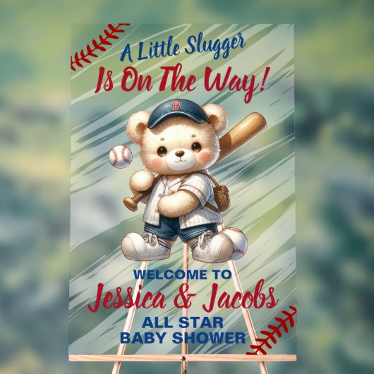 Honkbal Baby Shower Acryl Bord (Neutraal)