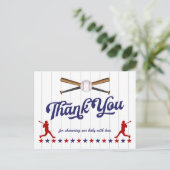 Honkbal, Baby shower dank u briefkaart (Staand voorkant)