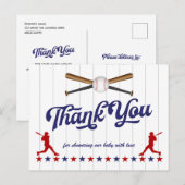 Honkbal, Baby shower dank u briefkaart (Voorkant / Achterkant)