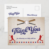  Honkbal, Baby shower dank u briefkaart (Voorkant / Achterkant)