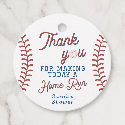 Honkbal Baby shower Dank u Labels (Voorkant)