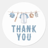 Honkbal Baby shower Dank u Ronde Sticker (Voorkant)