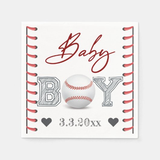 Honkbal Baby shower gepersonaliseerd Servet (Voorkant)