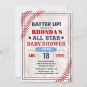 Honkbal Baby shower  Grunge Uitnodiging (Voorkant)