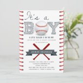 Honkbal Baby shower Het is een jongen Kaart (Staand voorkant)