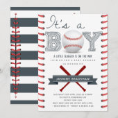 Honkbal Baby shower Het is een jongen Kaart (Voorkant / Achterkant)