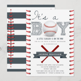 Honkbal Baby shower Het is een jongen Kaart
