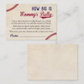 Honkbal Baby shower Hoe groot is mama's buik Contactkaartje (Voorkant / Achterkant)