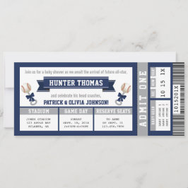 Honkbal Baby shower Invitation, blauw, grijs Kaart