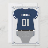 Honkbal Baby shower Invitation, blauw, grijs Kaart (Achterkant)