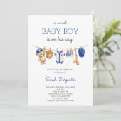 Honkbal baby shower jongen uitnodiging (Staand voorkant)
