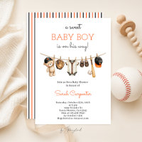 Honkbal baby shower jongen uitnodiging