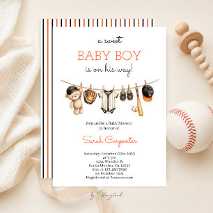 Honkbal baby shower jongen uitnodiging