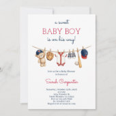 Honkbal baby shower jongen uitnodiging (Voorkant)
