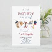 Honkbal baby shower jongen uitnodiging (Staand voorkant)