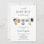 Honkbal baby shower jongens uitnodiging (Voorkant)