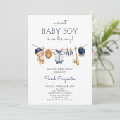 Honkbal baby shower jongens uitnodiging (Staand voorkant)