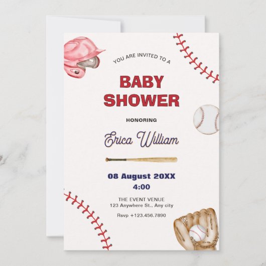honkbal baby shower kaart (Voorkant)