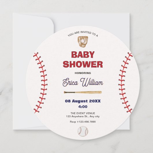 honkbal baby shower kaart (Voorkant)