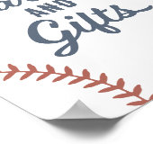 Honkbal Baby shower Kaarten en geschenken teken Poster (Hoek)
