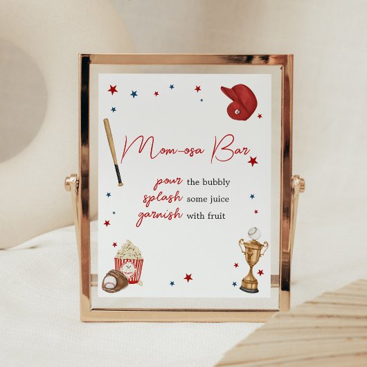 Honkbal Baby shower Moeder Osa Bar Poster