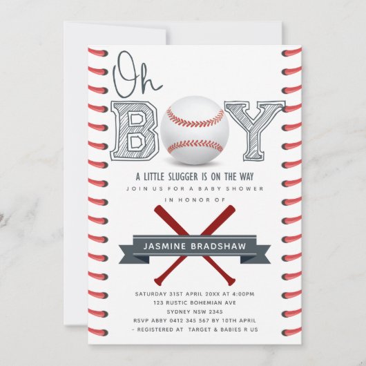 Honkbal Baby shower Oh Boy Kaart (Voorkant)