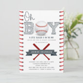 Honkbal Baby shower Oh Boy Kaart (Staand voorkant)