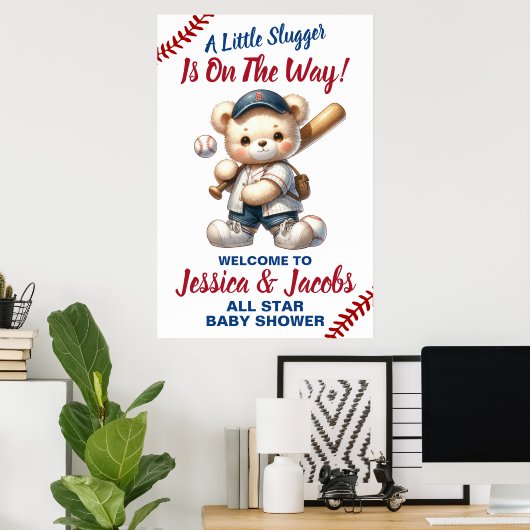 Honkbal Baby Shower Poster (Thuiskantoor)