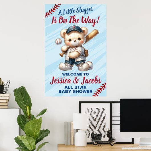 Honkbal Baby Shower Poster (Thuiskantoor)