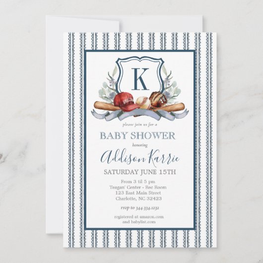 Honkbal Baby shower uitnodiging (Voorkant)