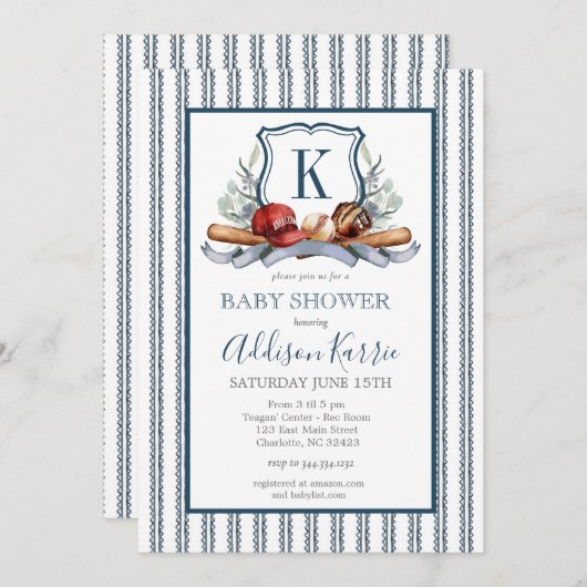 Honkbal Baby shower uitnodiging (Voorkant / Achterkant)
