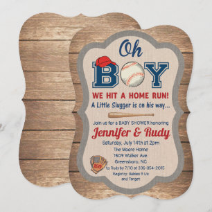 Honkbal baby shower uitnodiging