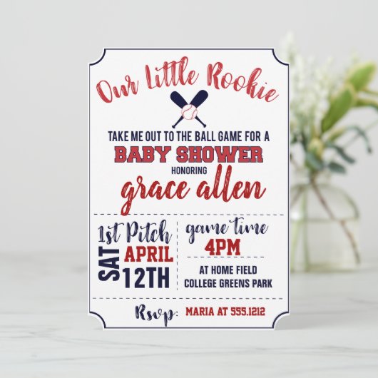 HONKBAL BABY SHOWER UITNODIGING (Staand voorkant)