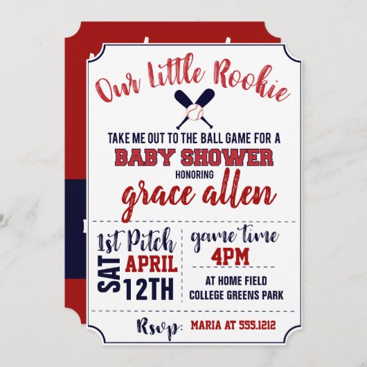 HONKBAL BABY SHOWER UITNODIGING (Voorkant / Achterkant)