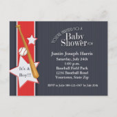Honkbal Baby shower Uitnodiging Navy Red (Voorkant)