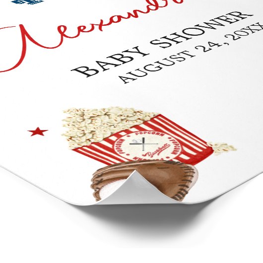 Honkbal Baby shower Welkom Poster (Hoek)