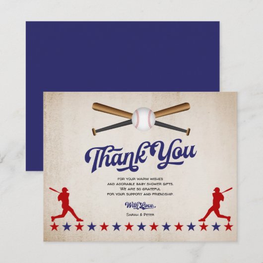  honkbal, babyjongen Shower Dank je wel Bedankkaart (Voorkant / Achterkant)
