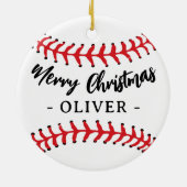 Honkbal Bal Aangepaste Naam Prettig Kerstfeest Keramisch Ornament (Achterkant)