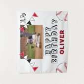 Honkbal bal bunting vlaggen foto verjaardagsfeestj wandkleed (Voorkant)