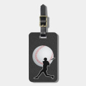 Honkbal - Bal en speler silhouet Naam Adres Bagagelabel (Voorkant verticaal)
