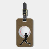 Honkbal - Bal en Speler silhouet Naam Adres Bagagelabel (Voorkant verticaal)
