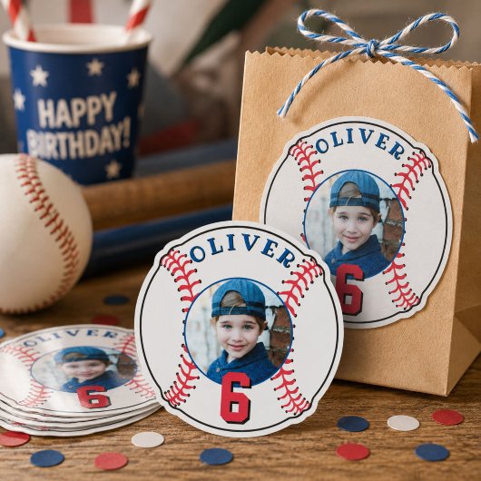 Honkbal Bal Kinderen Verjaardag Foto Sticker