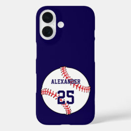 Honkbal Bal Naam & Nummer iPhone 16 Hoesje