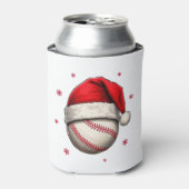 Honkbal Bal Rode Kerstman Hoed Kerstmis Blikjeskoeler (Blikje Voorkant)