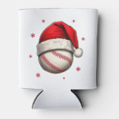 Honkbal Bal Rode Kerstman Hoed Kerstmis Blikjeskoeler (Voorkant)