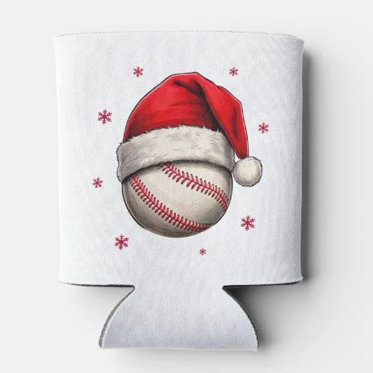 Honkbal Bal Rode Kerstman Hoed Kerstmis Blikjeskoeler (Achterkant)